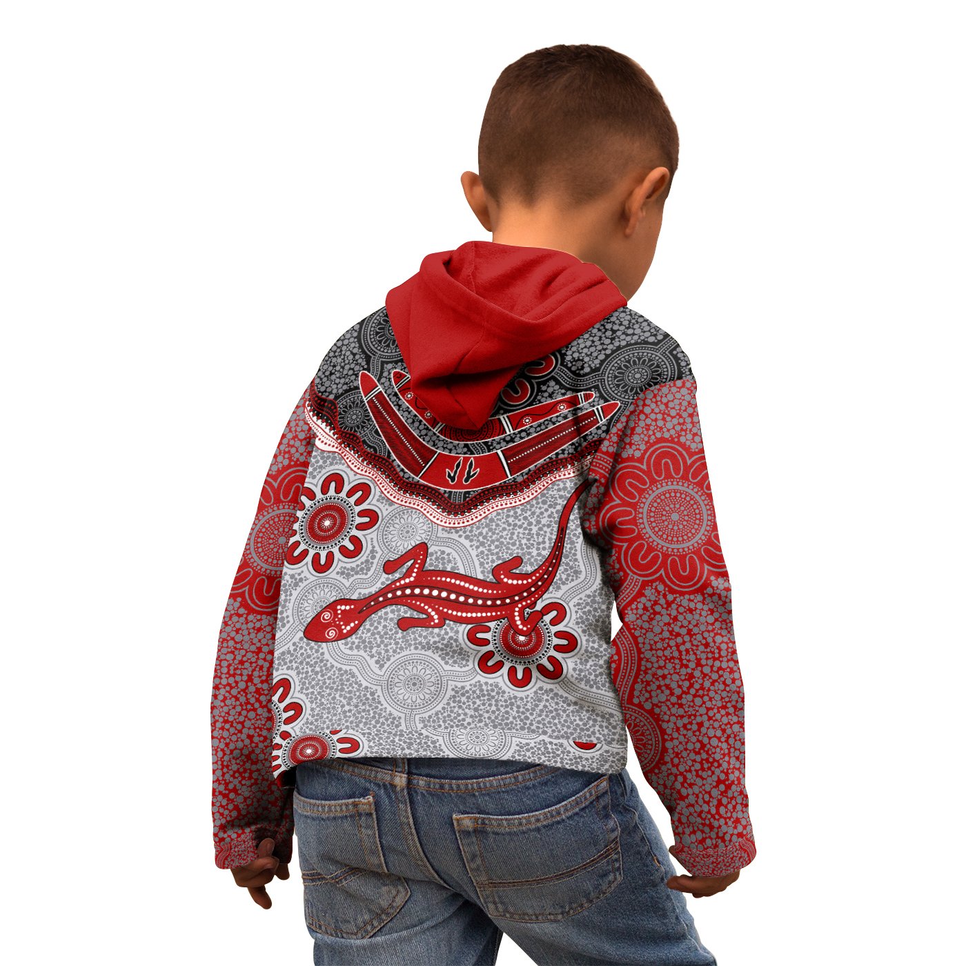 Aboriginal Zip - Up Hoodie - Indigenous Boomerang and Lizard Art - Vibe Hoodie Shop