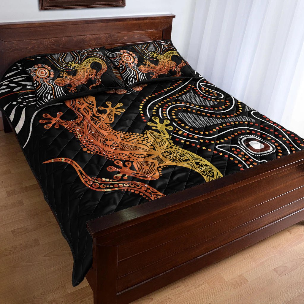 Aboriginal Quilt Bed Set - Lizard Sunshine - Vibe Hoodie Shop