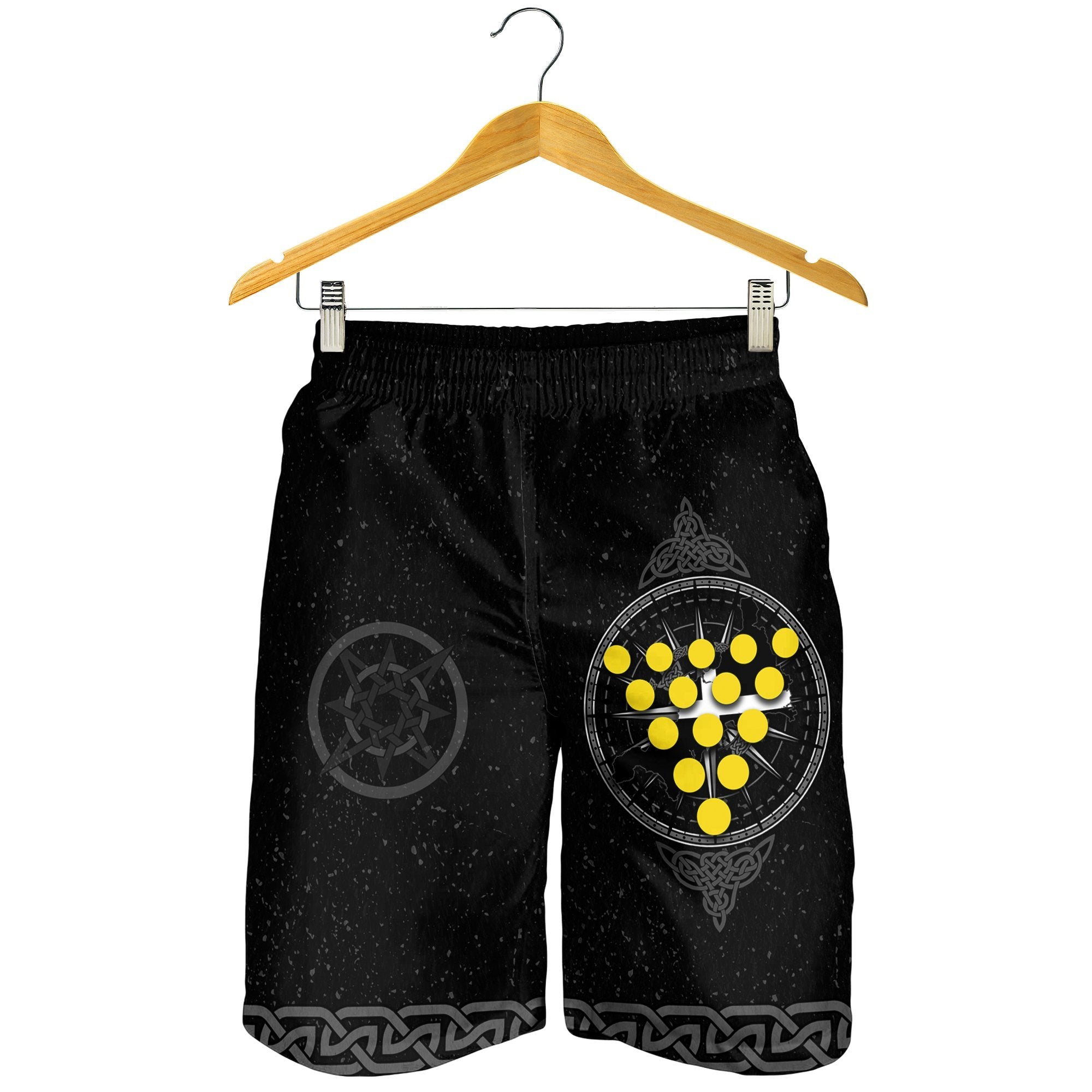 Cornwall Celtic Shorts Men - Celtic Compass With Cornish Symbols - Vibe Hoodie Shop