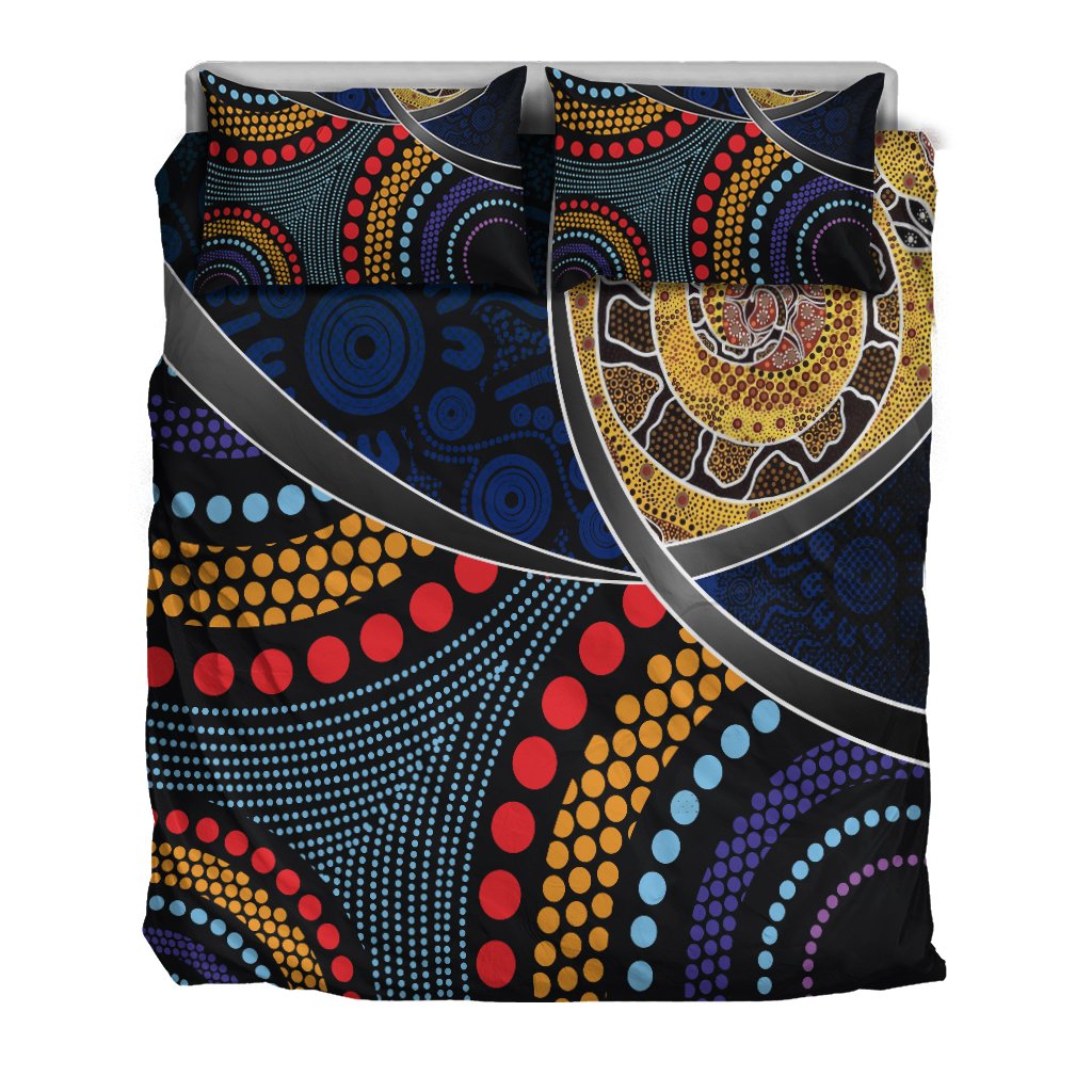 Australia Bedding Set - Aboriginal Dot Panting Art With Snake - Vibe Hoodie Shop