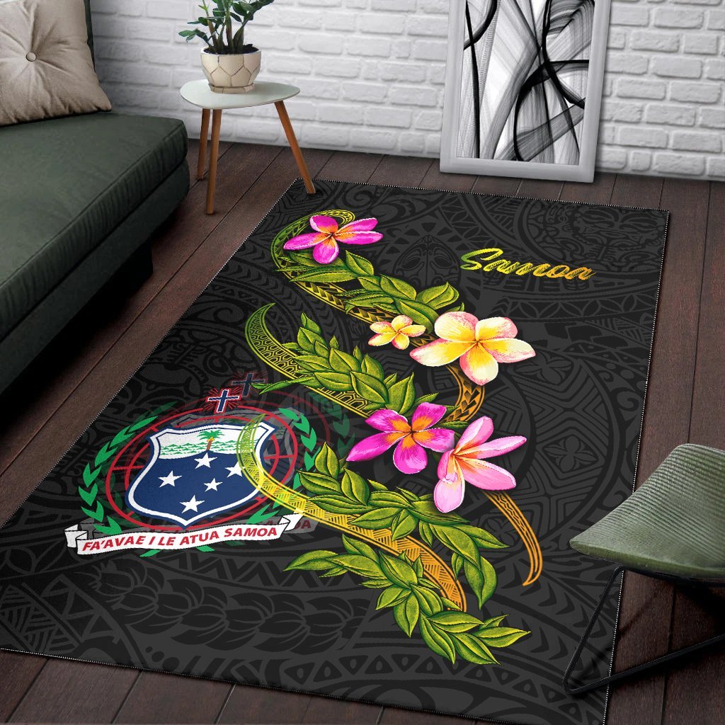 Samoa Polynesian Area Rug - Plumeria Tribal - Vibe Hoodie Shop