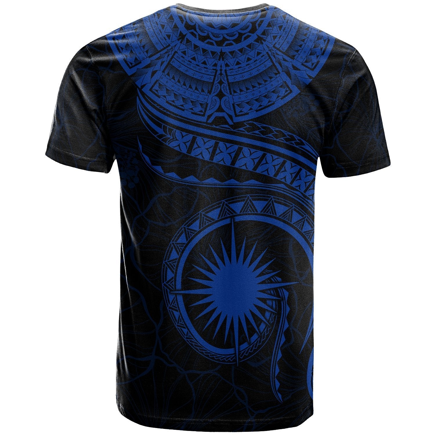 Marshall Islands Polynesian T shirt - Marshall Islands Waves (Blue) - Vibe Hoodie Shop
