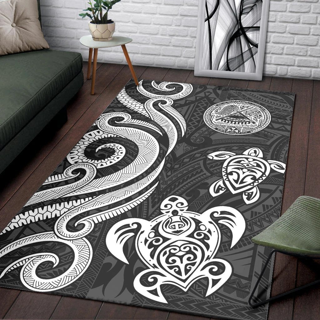 American Samoa Area Rug - White Tentacle Turtle - Vibe Hoodie Shop