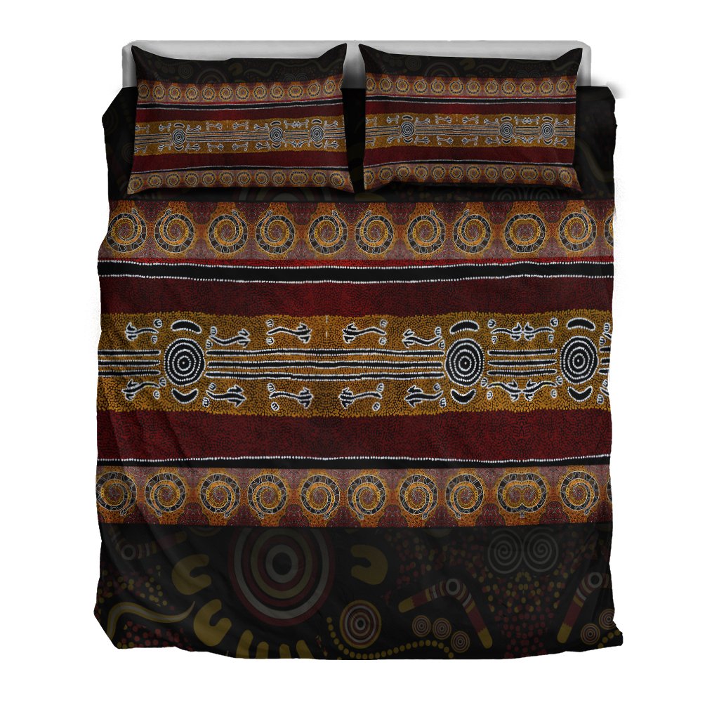 Bedding Set - Aboriginal Dot Panting Art Horizontal Lines - Vibe Hoodie Shop