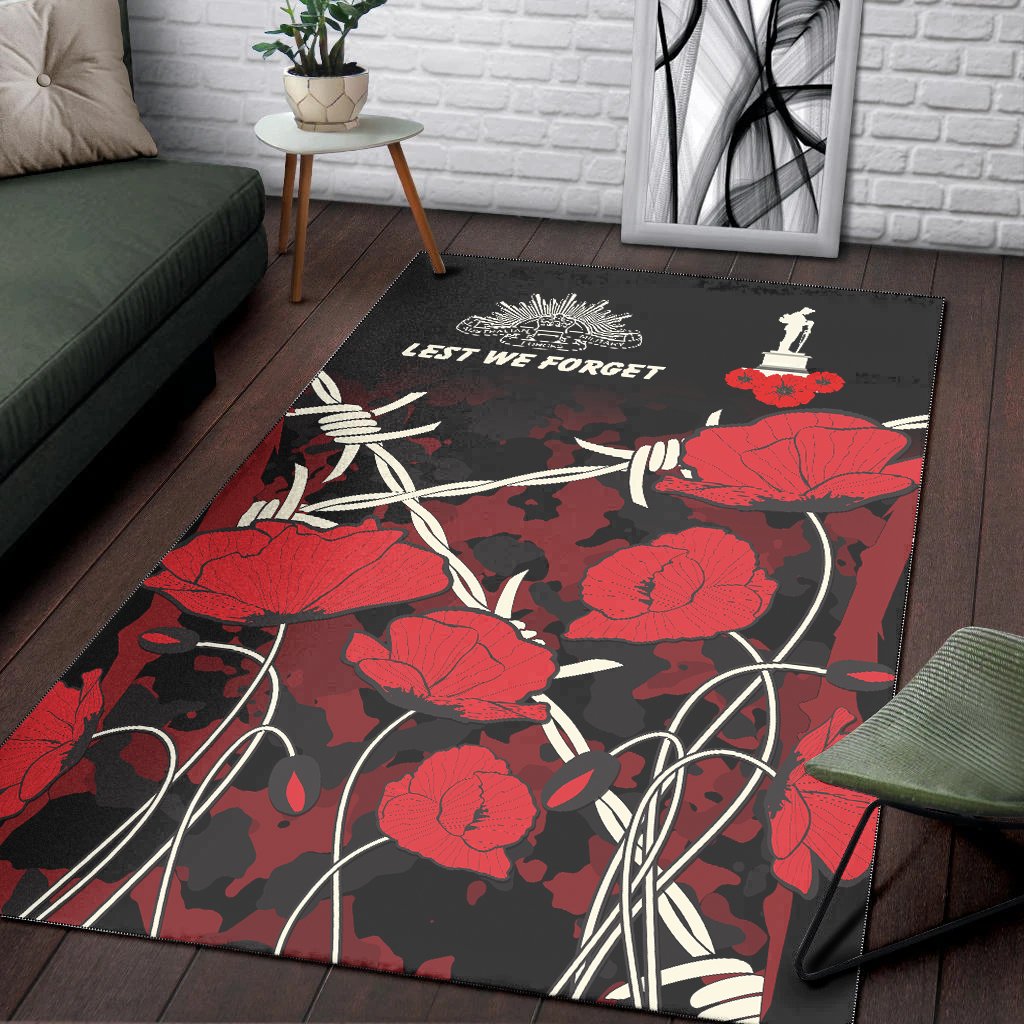 ANZAC Area Rug - ANZAC with Remembrance Poppy Flower Ver2 - Vibe Hoodie Shop