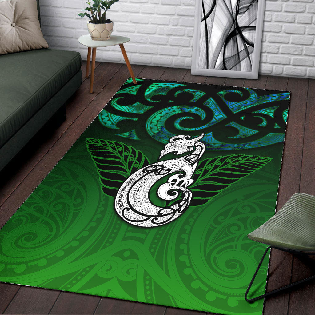 New Zealand Maori Area Rug - Paua Shell Green - - Vibe Hoodie Shop