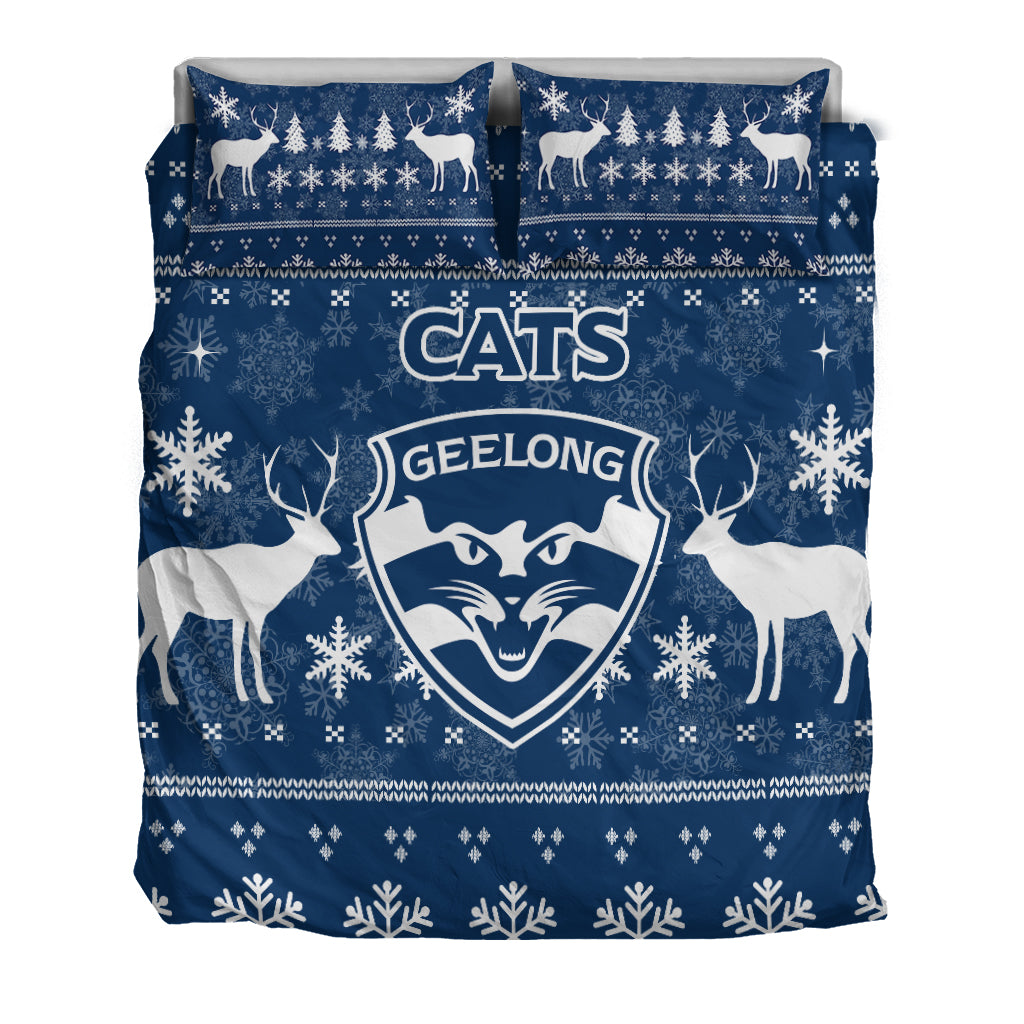 Geelong Cats Bedding Set - Christmas Ugly Style - - Vibe Hoodie Shop