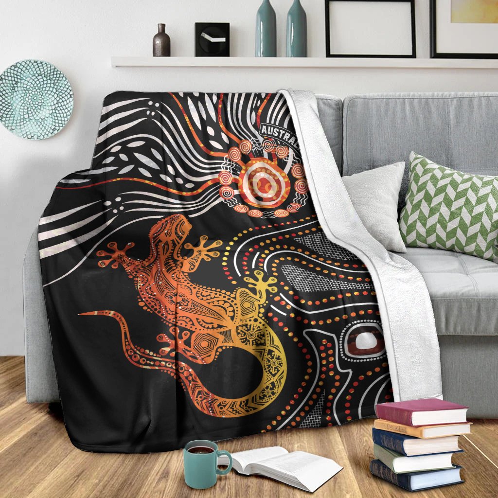 Aboriginal Premium Blanket - Lizard Sunshine - Vibe Hoodie Shop