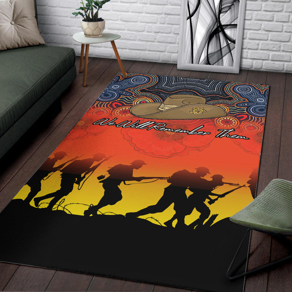 ANZAC Day Area Rug - Aboriginal Dot Painting Art - - Vibe Hoodie Shop