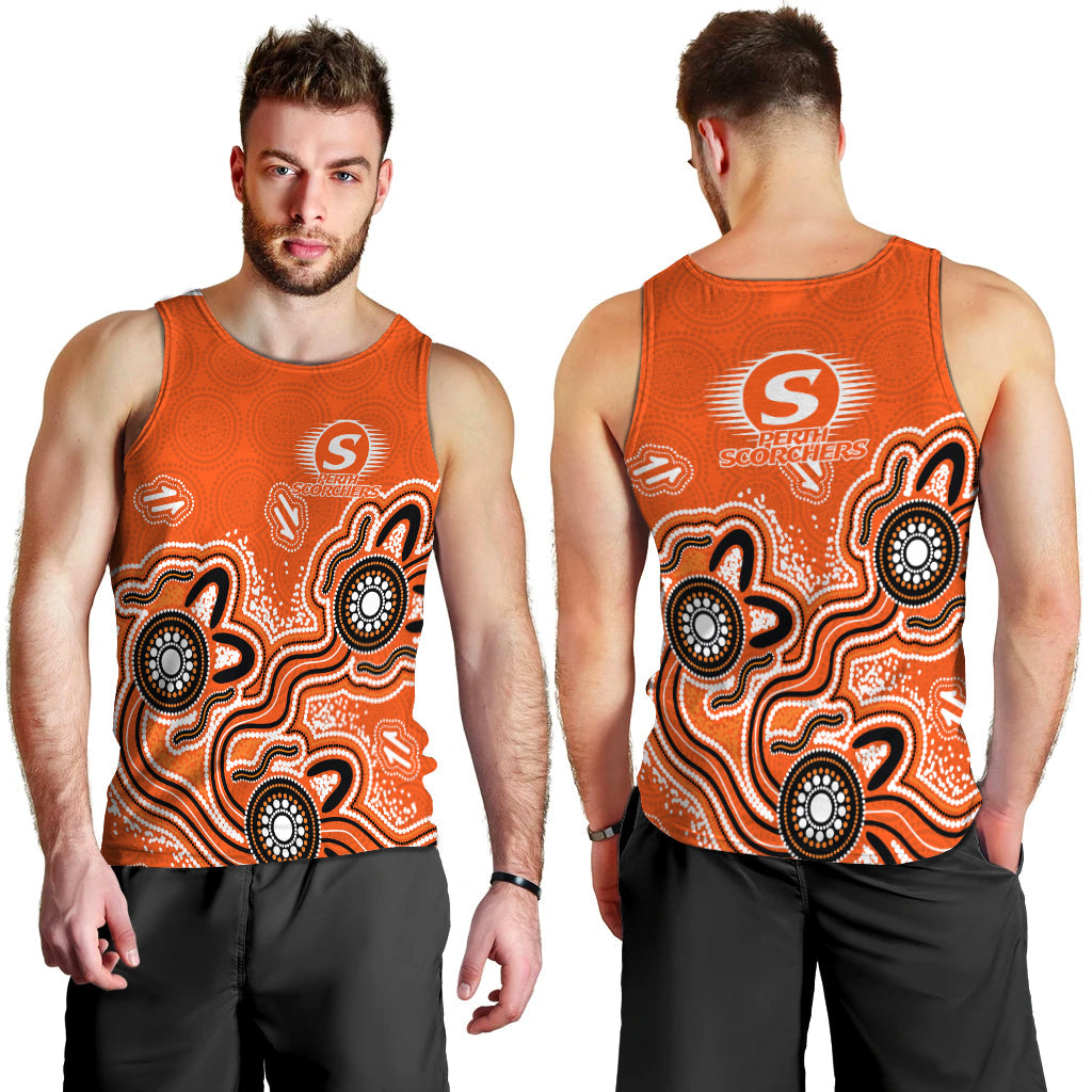 Perth Scorchers Men Tank Top - Aboriginal Art - - Vibe Hoodie Shop