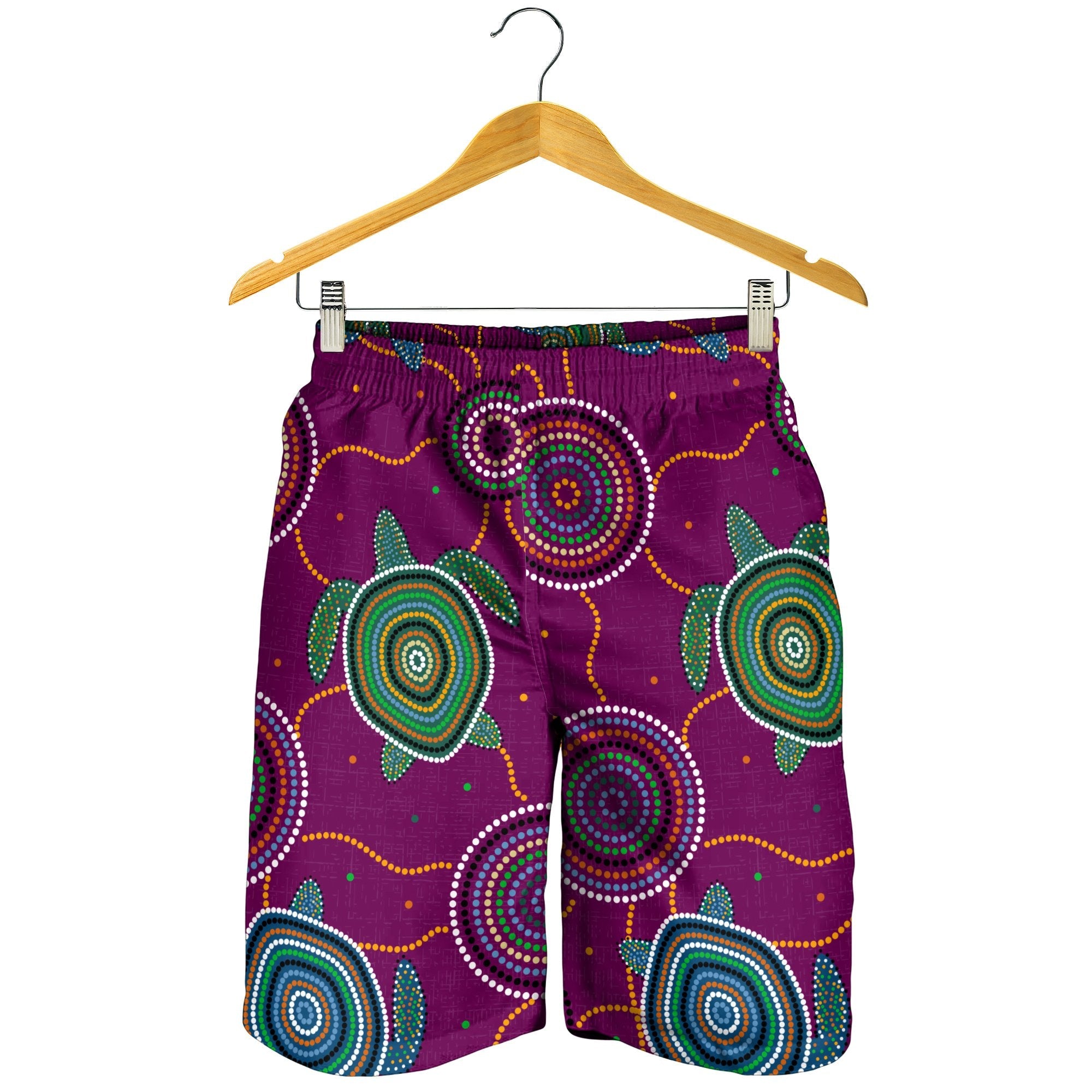 Men Short - Aboriginal Turtle Purple Australia Dot Patterns - Vibe Hoodie Shop