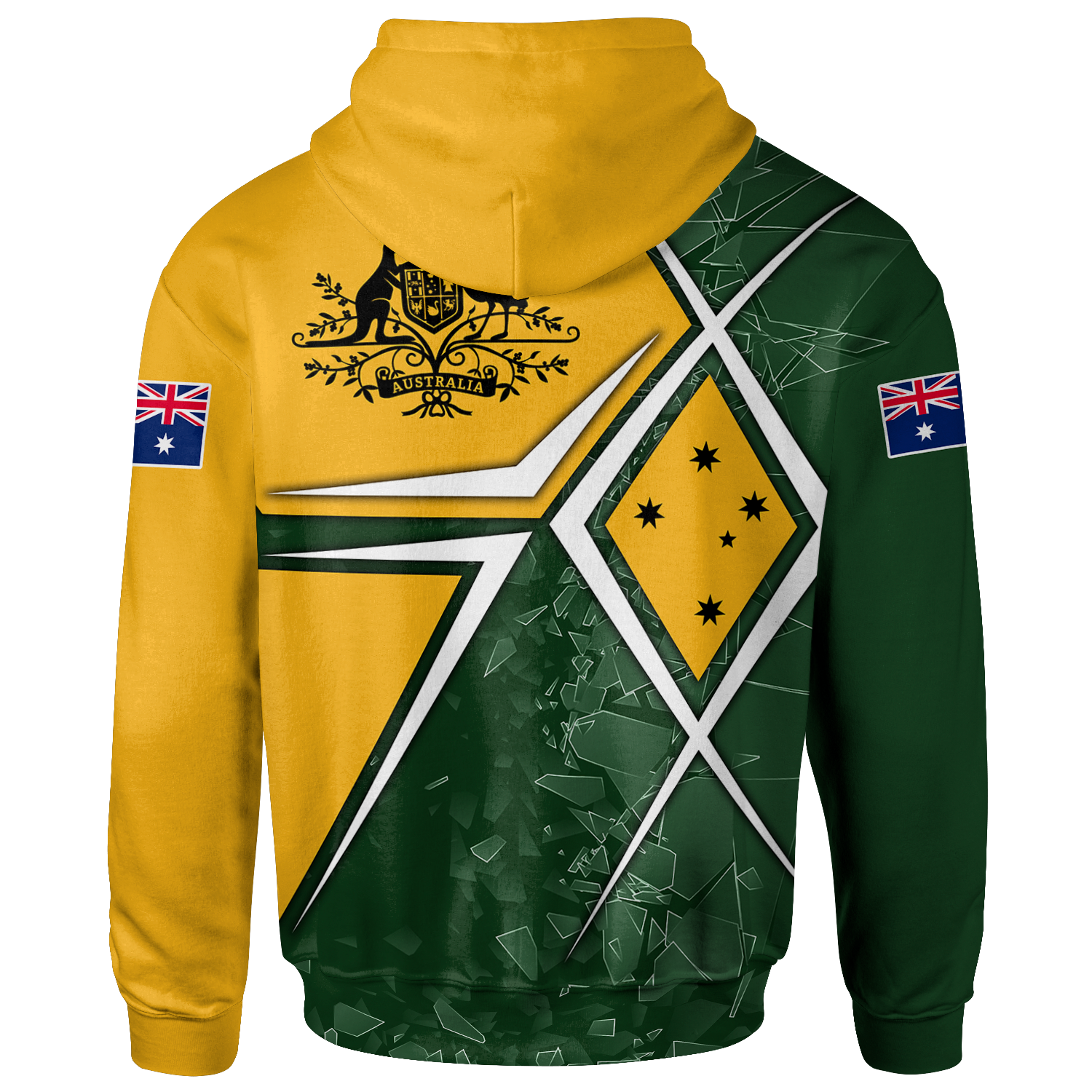 Zip - Up Hoodie - Aussie Flag (Green) - Vibe Hoodie Shop