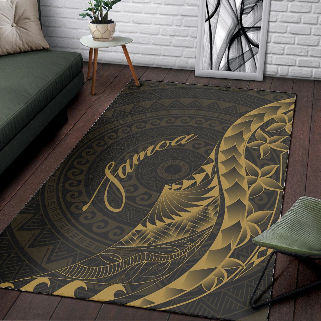 Samoa Area Rug - Polynesian Pattern Style Gold Color - Vibe Hoodie Shop