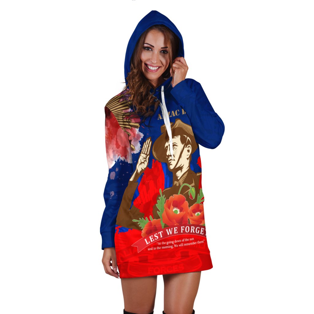 Hoodie Dress - AANZAC Australia Remember Them - Vibe Hoodie Shop