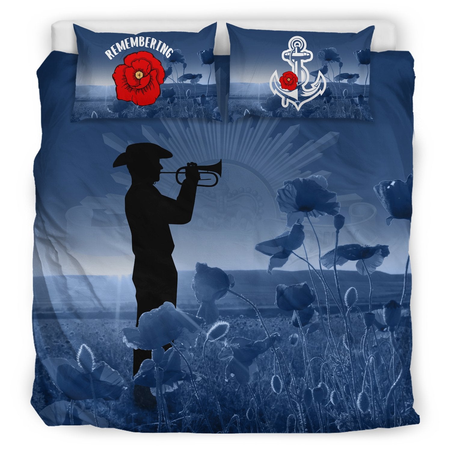 Australia Navy ANZAC Bedding Set - Remembering Our Heroes - Vibe Hoodie Shop