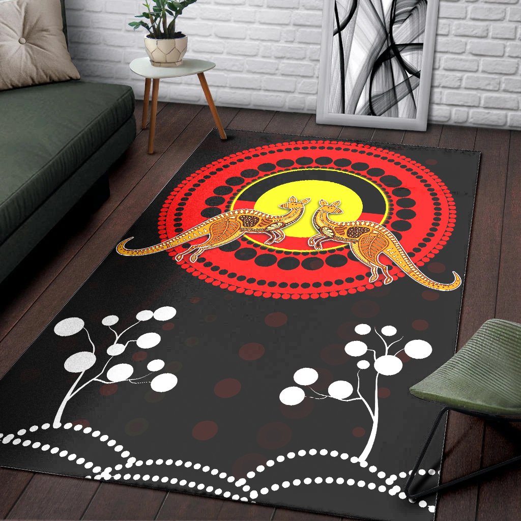 Aboriginal Area Rug - Kangaroo and Aboriginal flag - Vibe Hoodie Shop