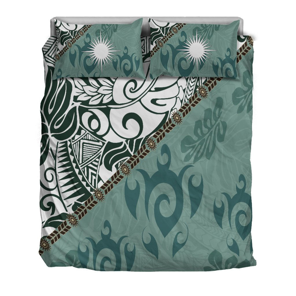 Marshall Islands Bedding Set - Leaves And Turtles - Vibe Hoodie Shop
