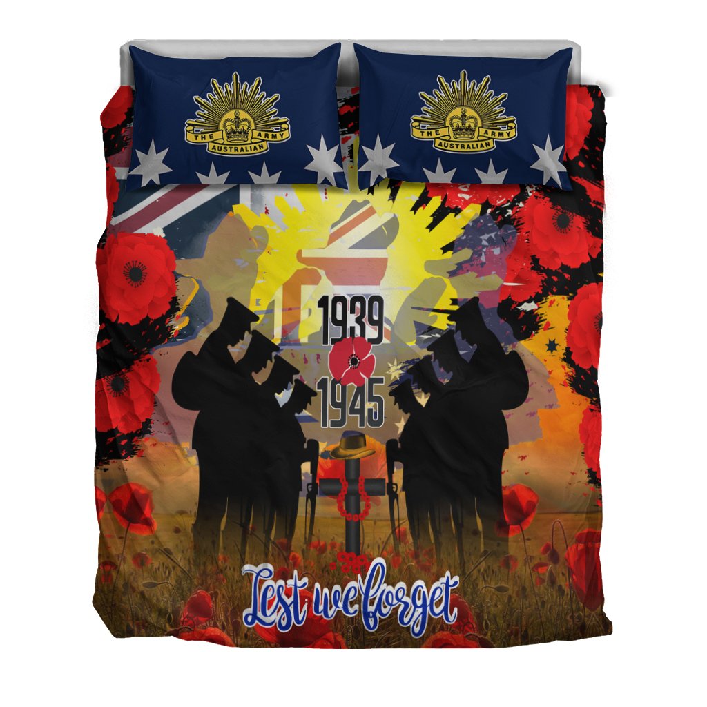 Bedding Set - ANZAC Day 2021 World War II Commemoration 1939 - 1945 - Vibe Hoodie Shop