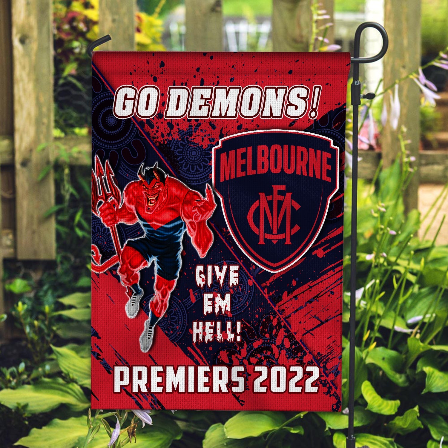 Melbourne Football Flag Premiers 2022 Aboriginal Art Go Demons - Vibe Hoodie Shop