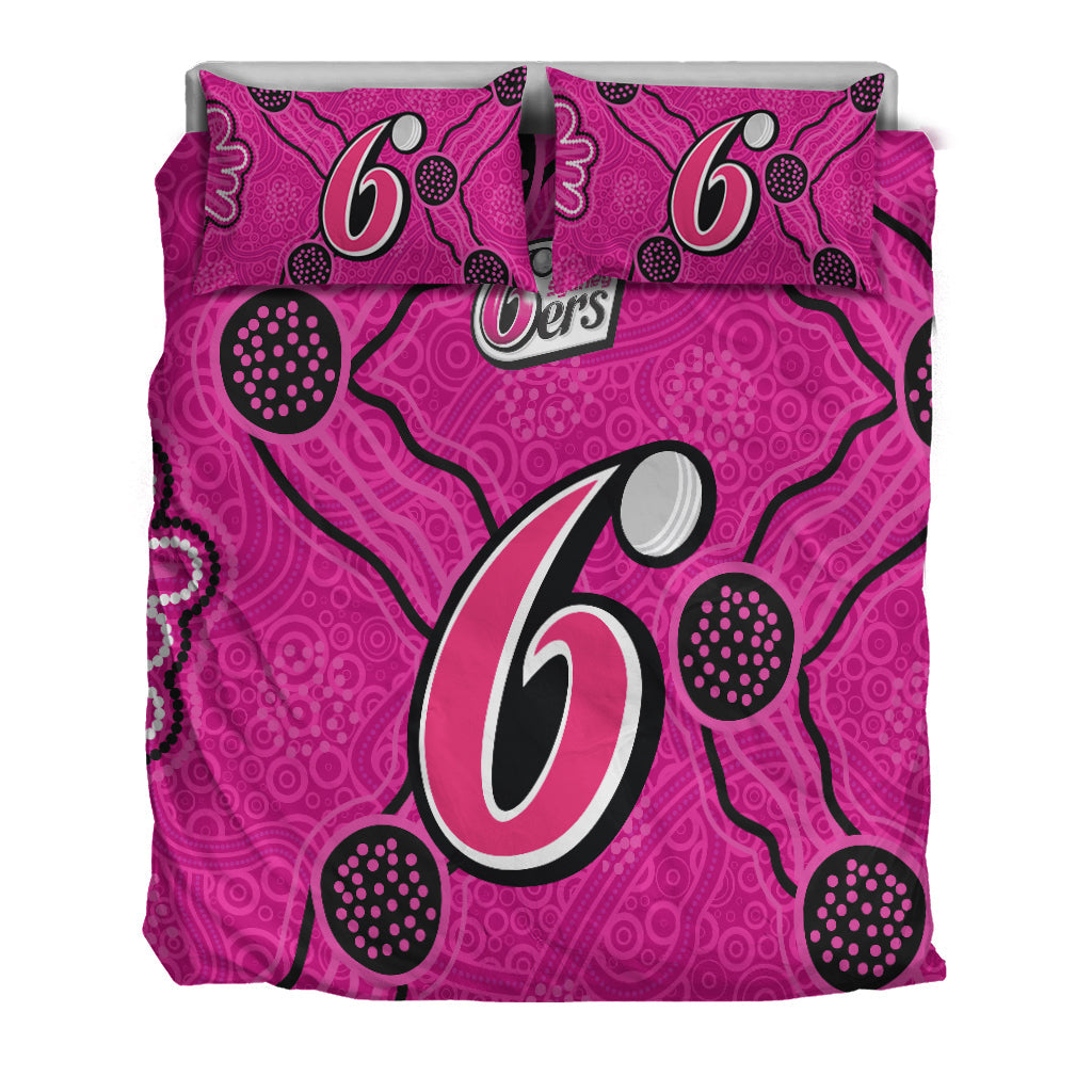 Sydney Sixers Bedding Set - Aboriginal Dot Painting - - Vibe Hoodie Shop