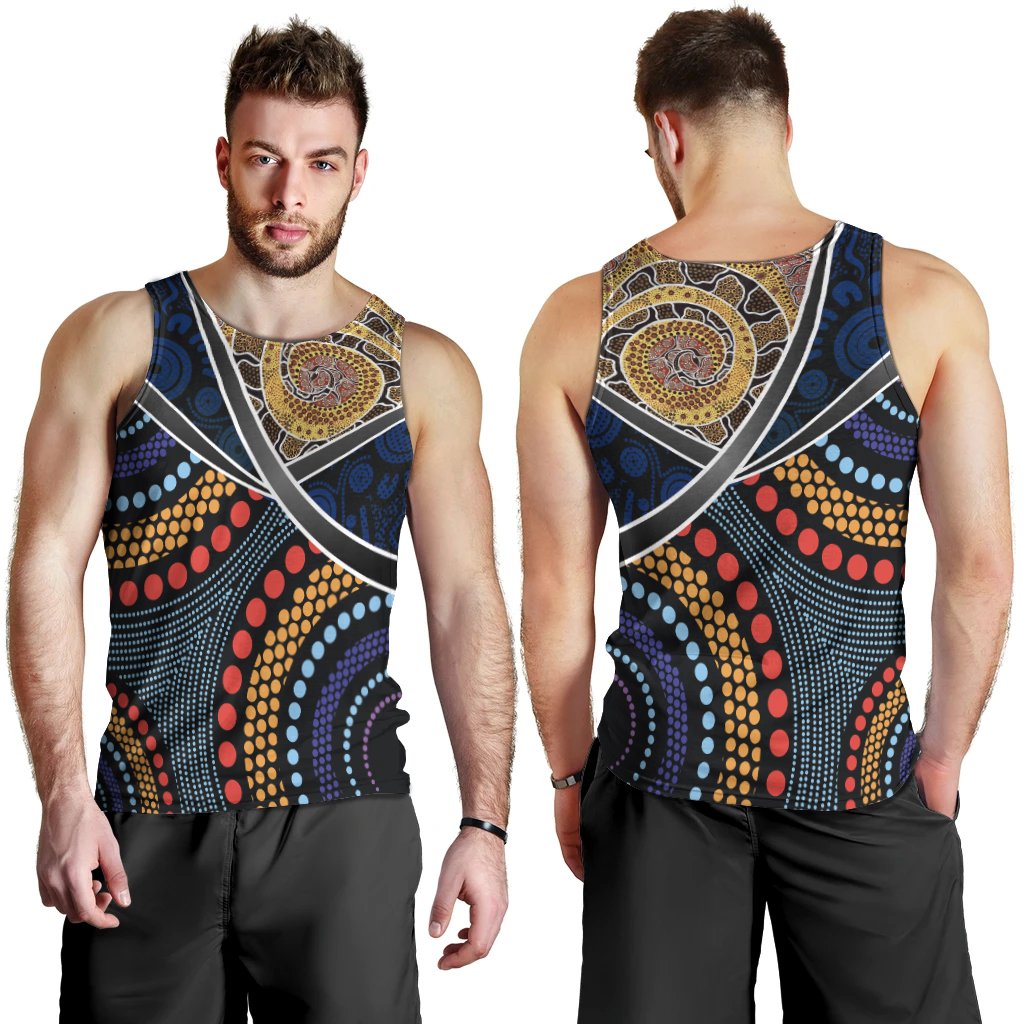 Australia Men Tank Top - Aboriginal Dot Panting Art With Snake - Vibe Hoodie Shop