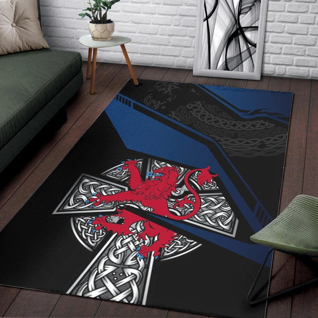 Scotland Celtic Area Rug - Celtic Cross and Lion - Vibe Hoodie Shop