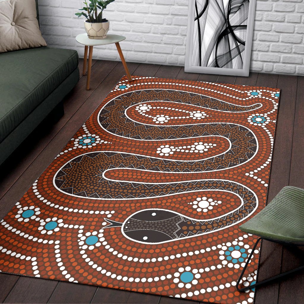 Aboriginal Area Rug - Dreamtime Snake Aboriginal Style - Vibe Hoodie Shop