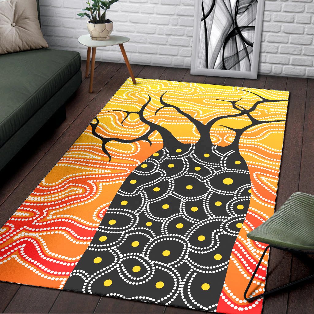 Aboriginal Area Rug - Boab Tree Aboriginal Style - Vibe Hoodie Shop