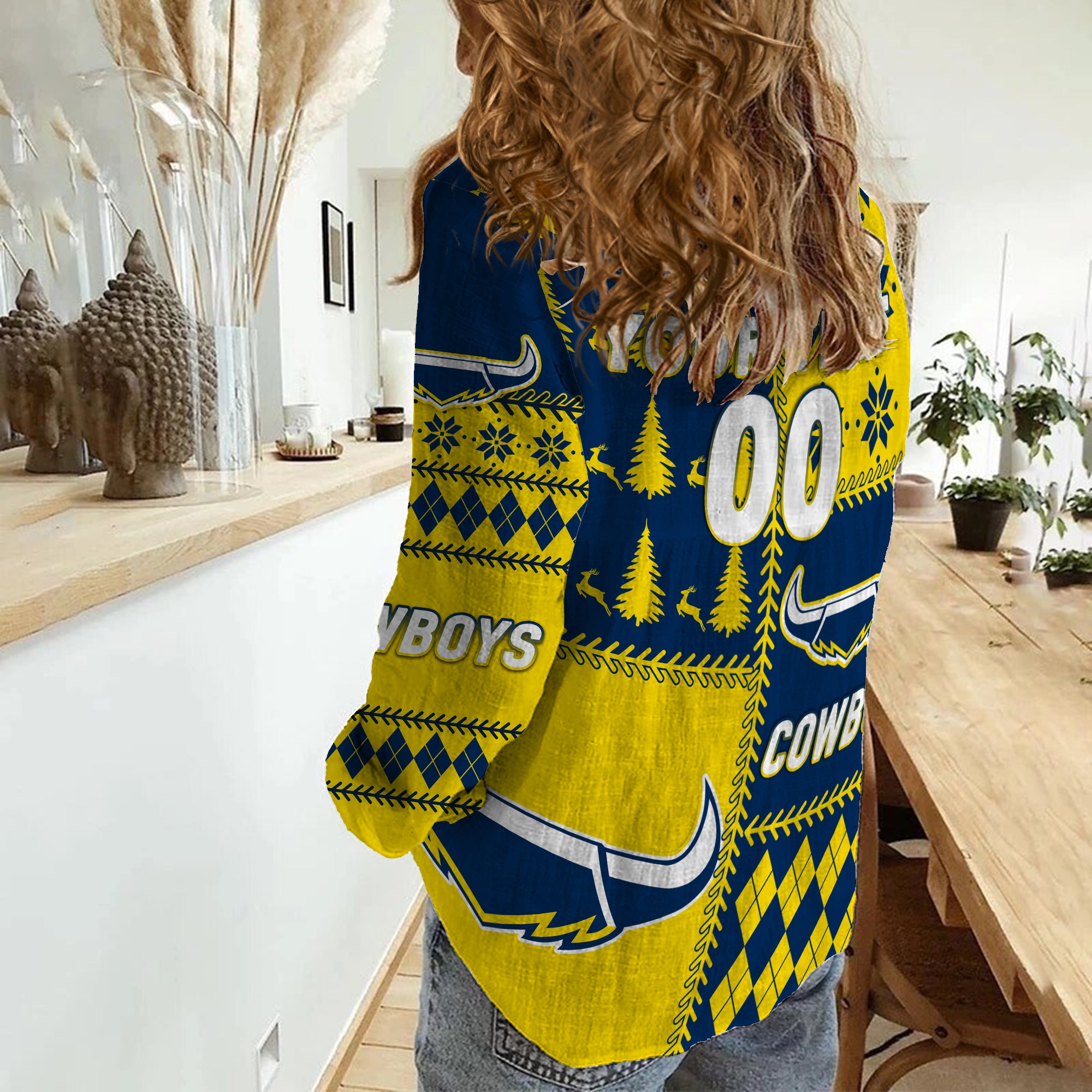 (Custom Personalised) Cowboys Rugby Christmas 2022 Style Women Casual Shirt - - Vibe Hoodie Shop