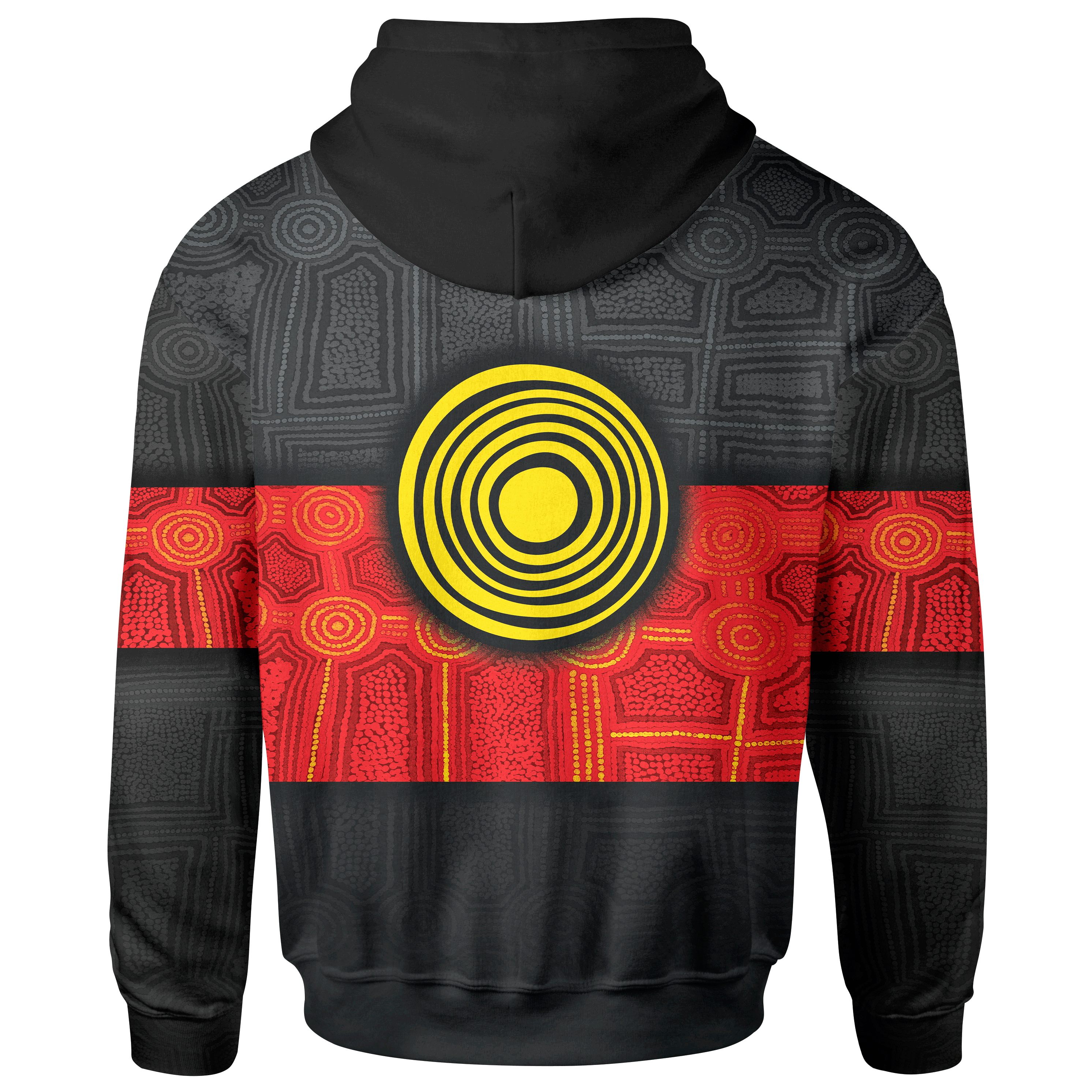 Aboriginal Zip - Up Hoodie - Aussie Indigenous Flag - Vibe Hoodie Shop