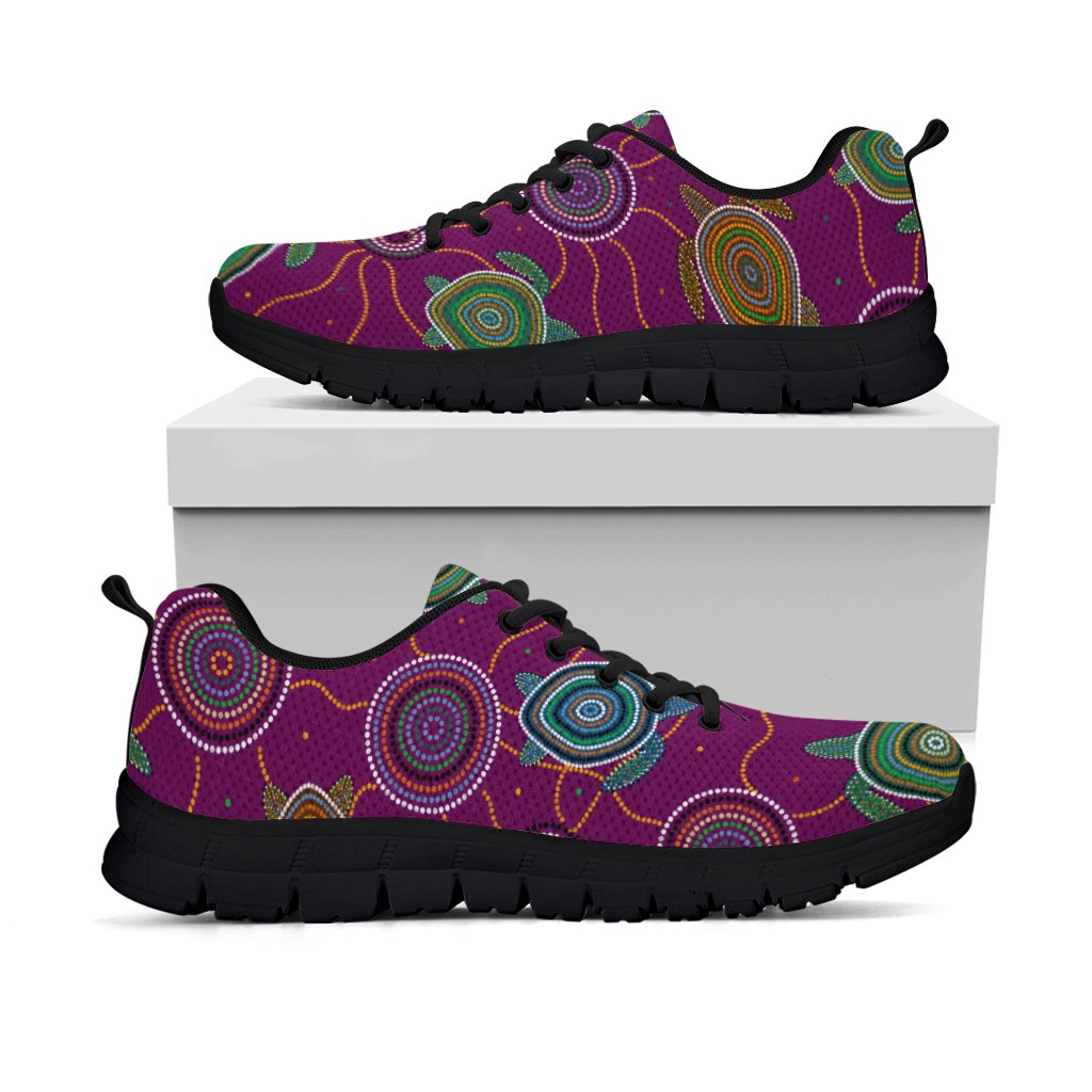 Sneakers - Aboriginal Turtle Purple Australia Dot Patterns - Vibe Hoodie Shop