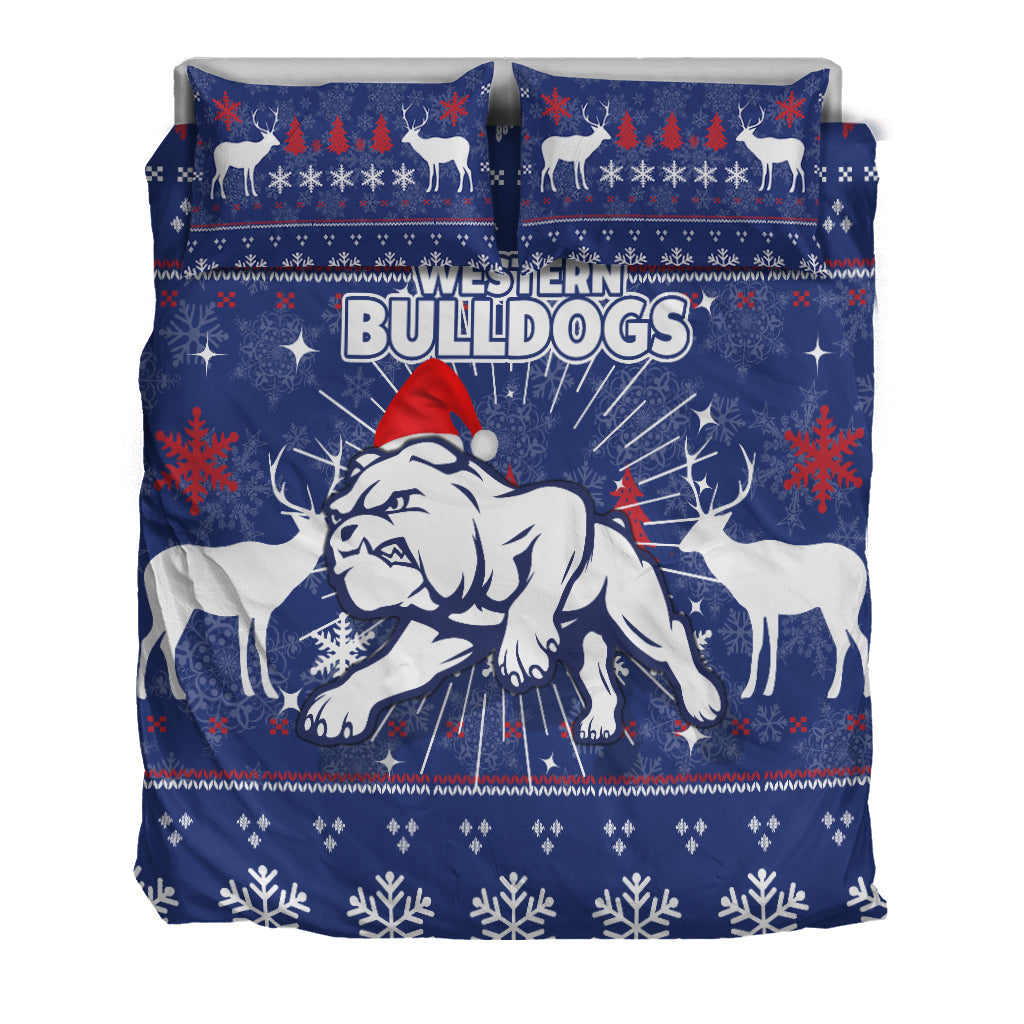 Western Bulldogs Bedding Set - Christmas Ugly Style - - Vibe Hoodie Shop