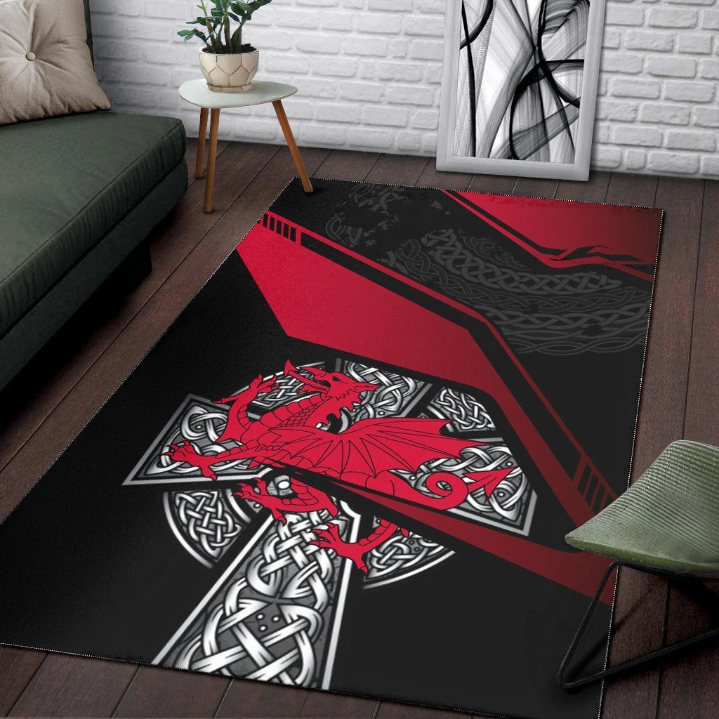 Wales Celtic Area Rug - Celtic Cross and Welsh - Vibe Hoodie Shop