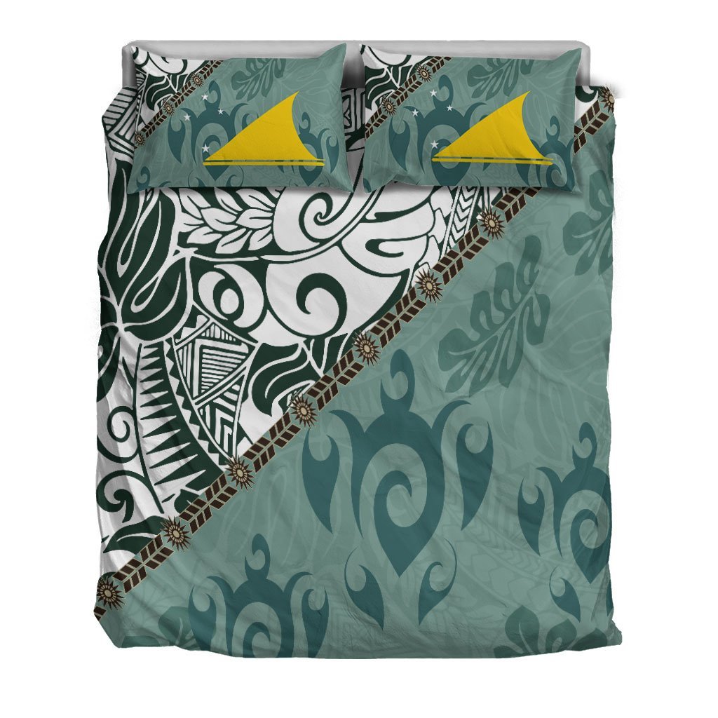 Tokelau Polynesian Bedding Set - Leaves And Turtles - Vibe Hoodie Shop
