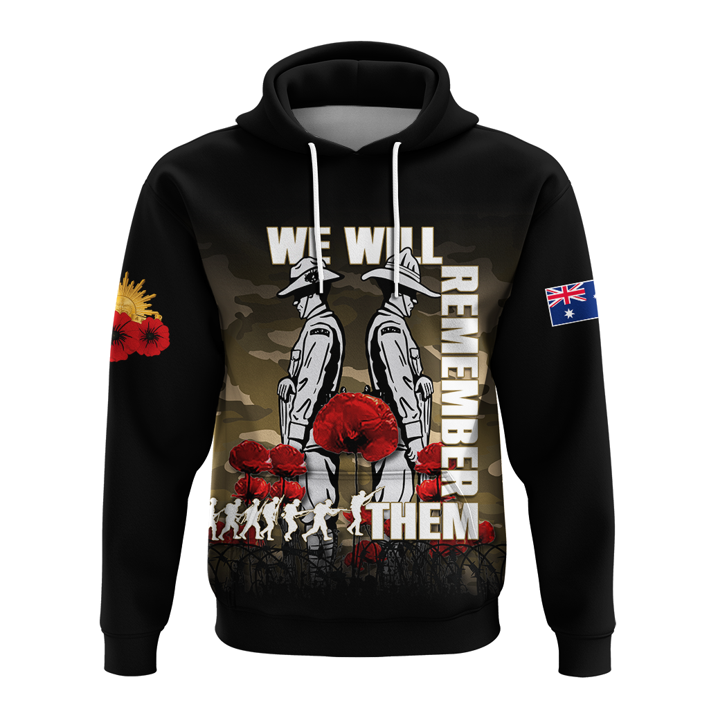 Australia ANZAC 2022 Hoodie Camouflage With Poppy - LT12 - Vibe Hoodie Shop