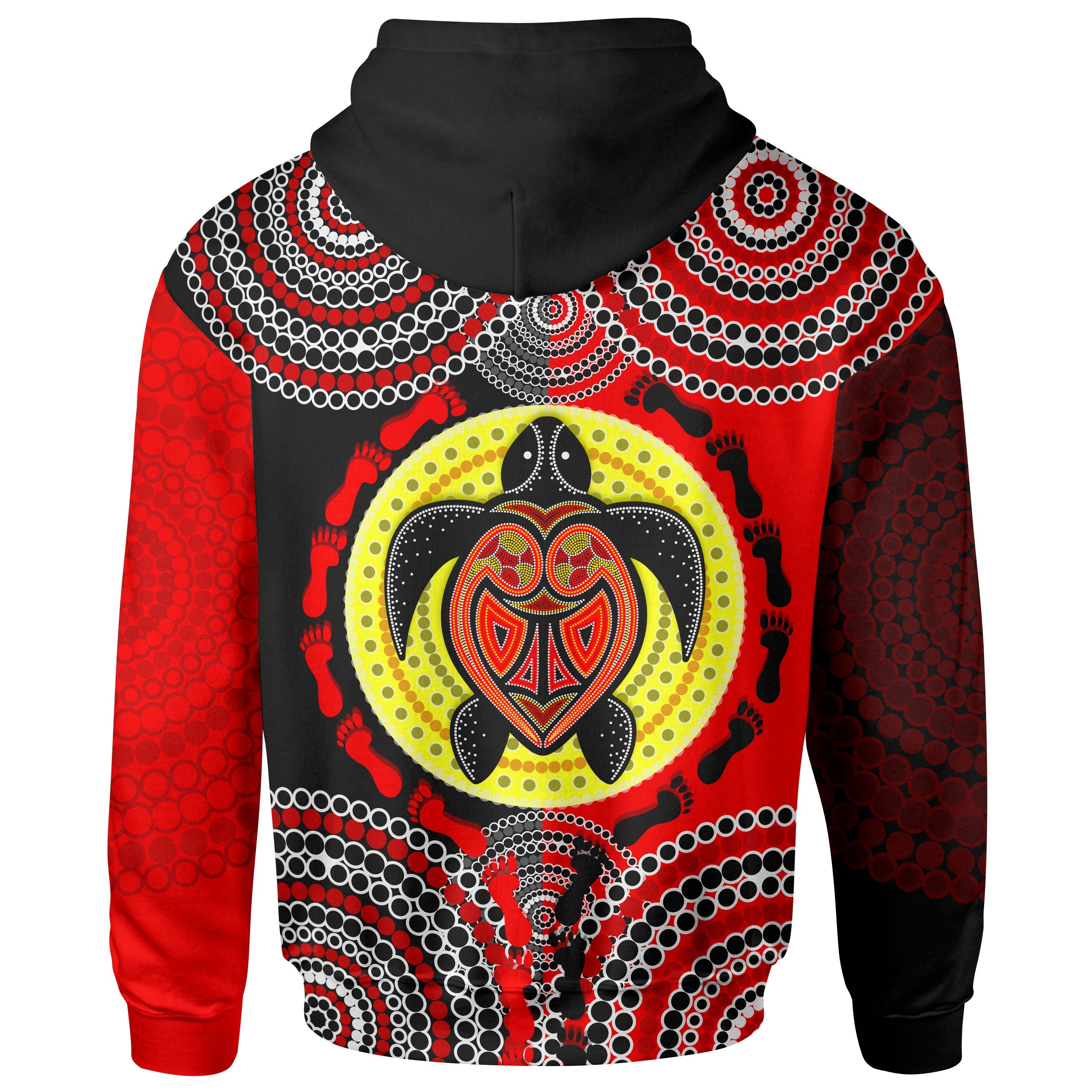 Aboriginal Hoodie, Turtle Footprint Circle Dot Painting - Vibe Hoodie Shop