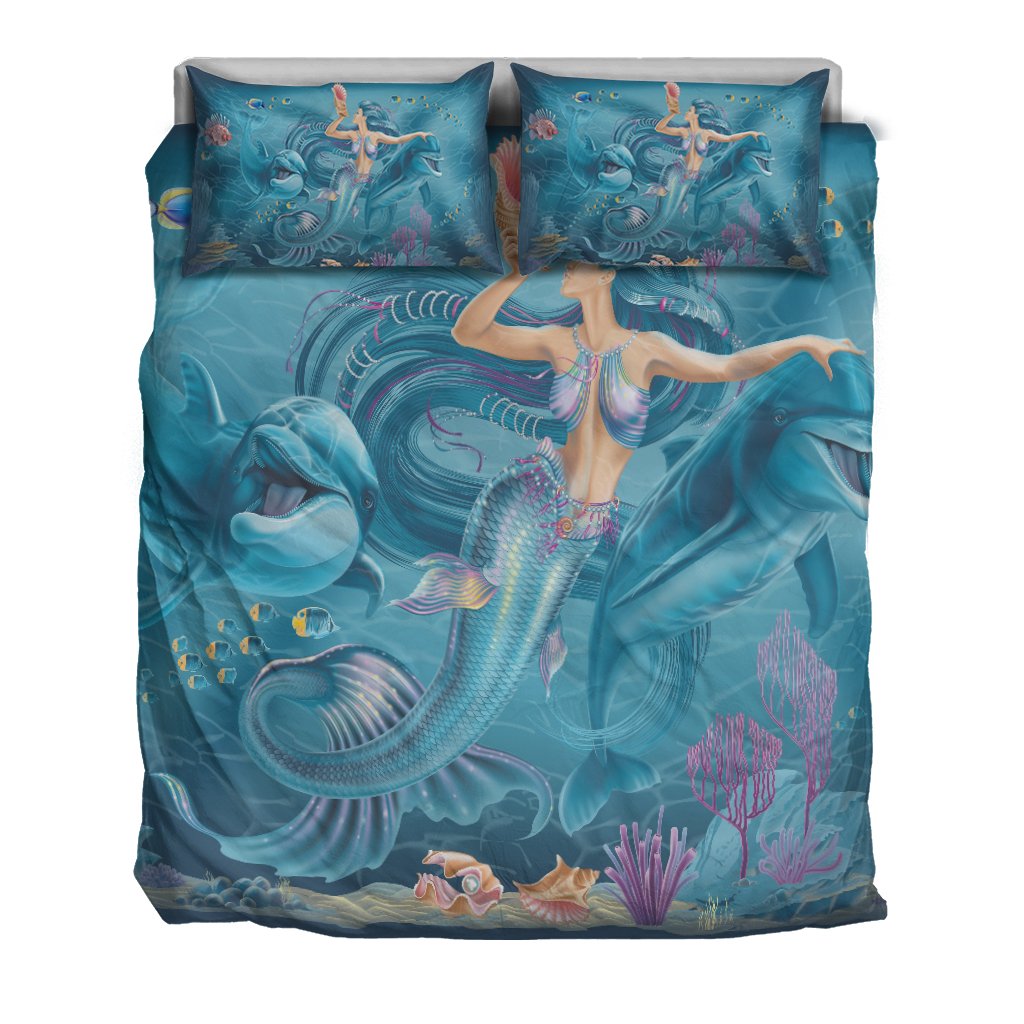 Bedding Set - Australia Beautiful Mermaid With Dolphin - Vibe Hoodie Shop