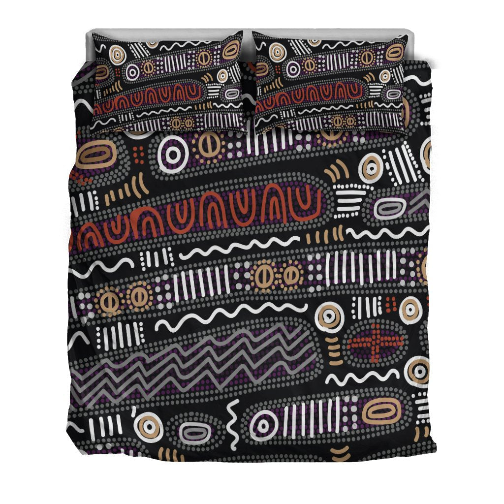 Aboriginal Bedding Set - Aboriginal Style Tribal Black Mythology - Vibe Hoodie Shop