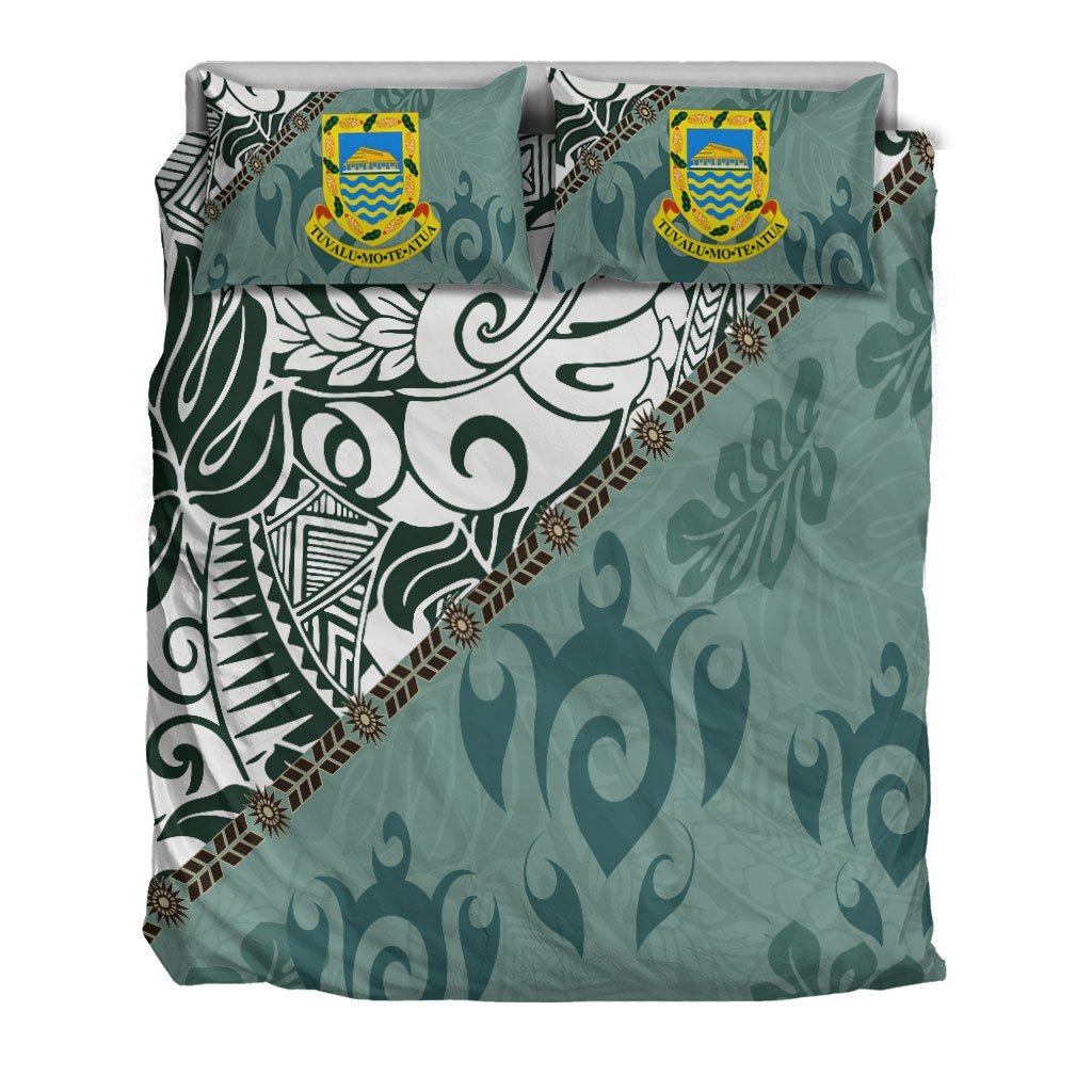 Tuvalu Polynesian Bedding Set - Leaves And Turtles - Vibe Hoodie Shop