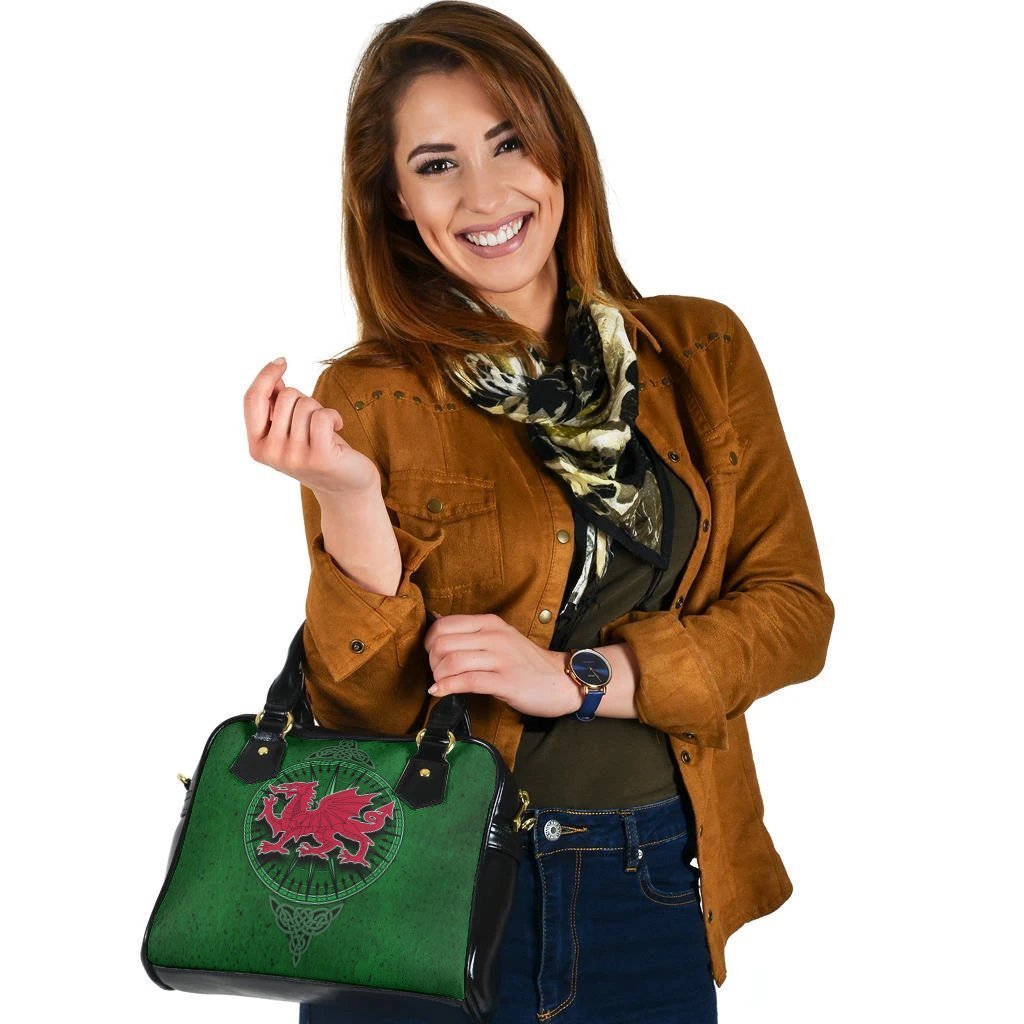 Wales Celtic Shoulder Handbag - Celtic Compass With Welsh Dragon - Vibe Hoodie Shop