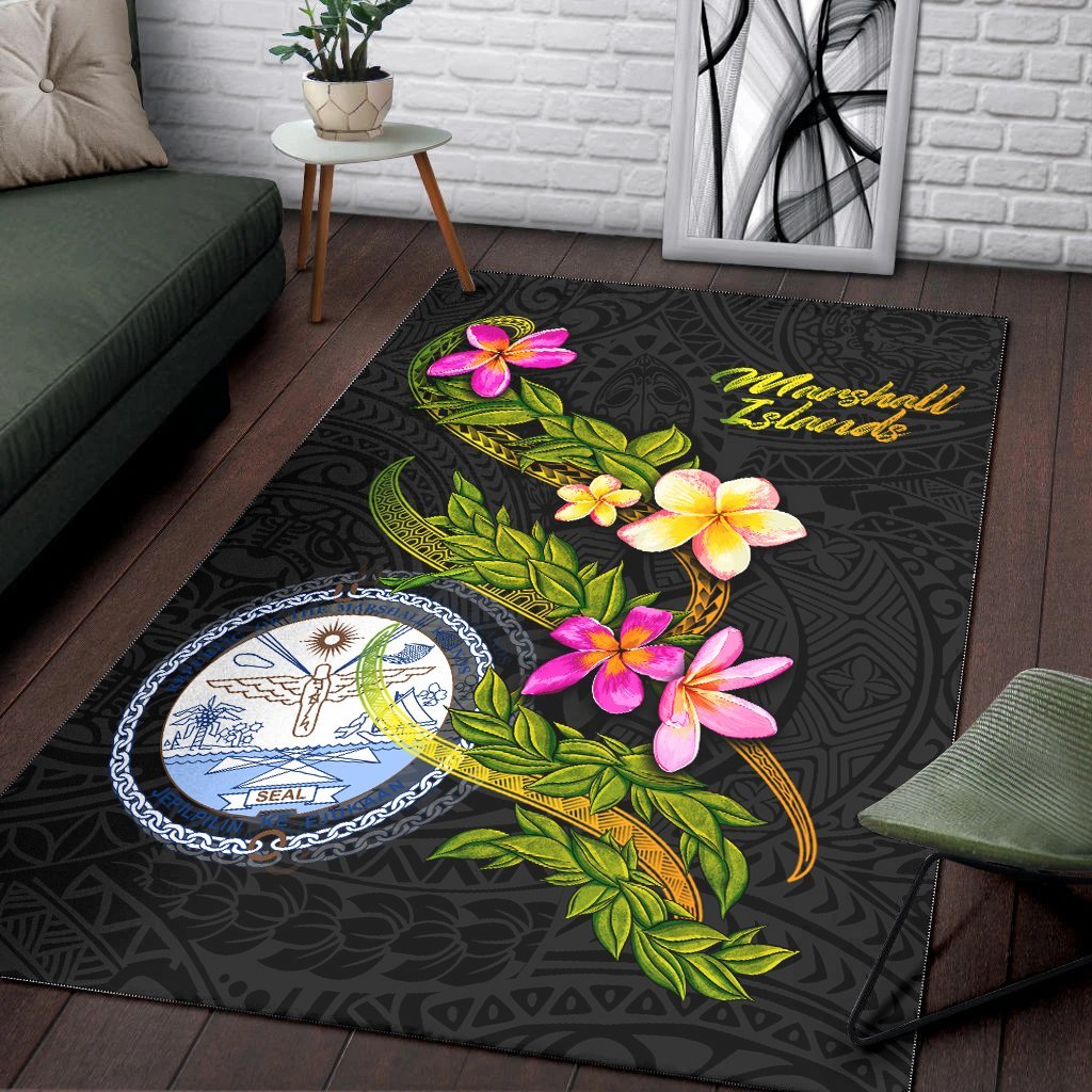 Marshall Islands Polynesian Area Rug - Plumeria Tribal - Vibe Hoodie Shop