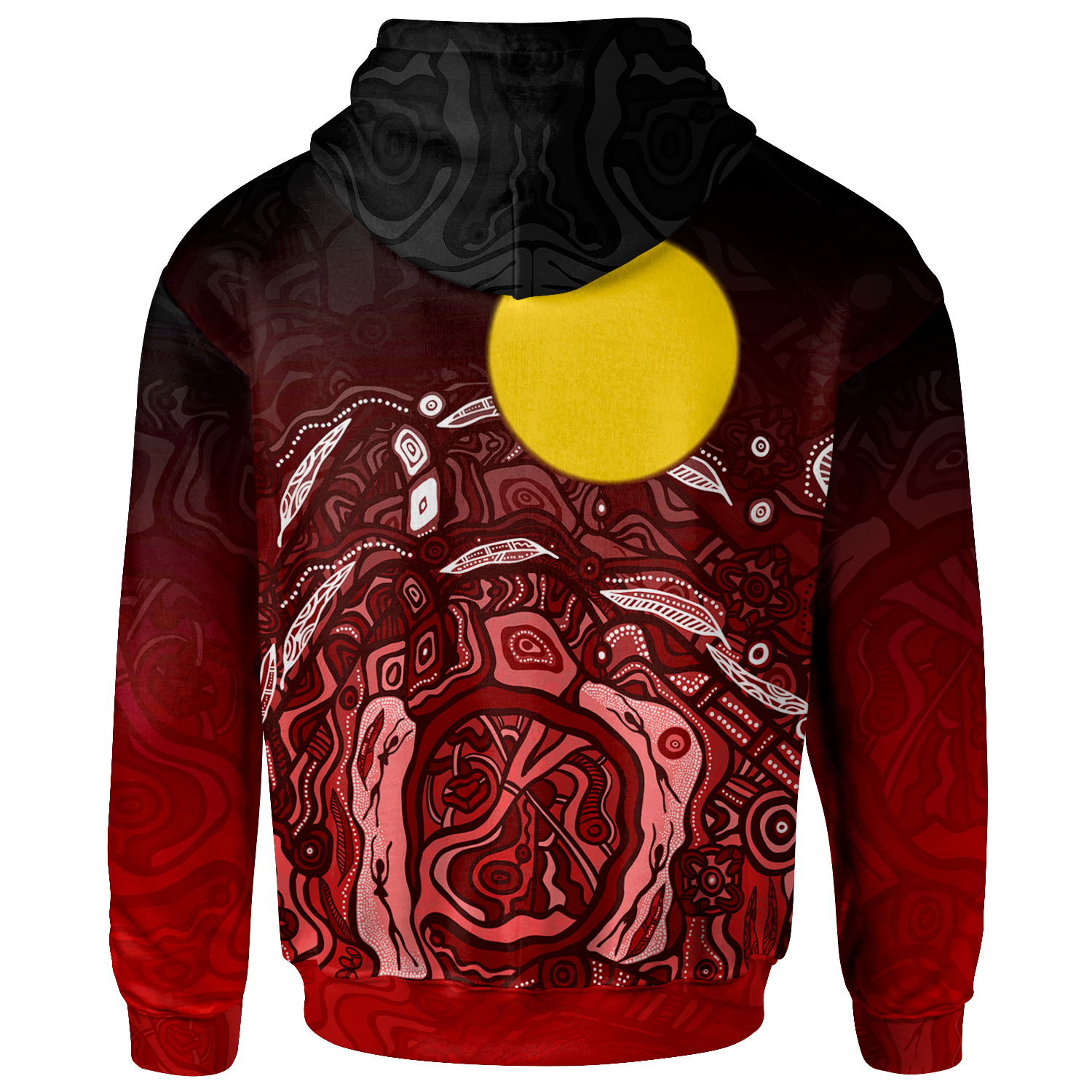 Custom Text Aboriginal Zip - Up Hoodie - Red Landscape - Vibe Hoodie Shop