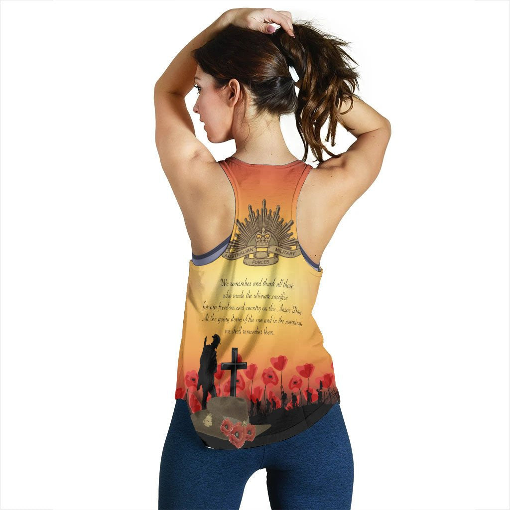 ANZAC Day Woman's Racerback Tank - Lest We Forget - Vibe Hoodie Shop