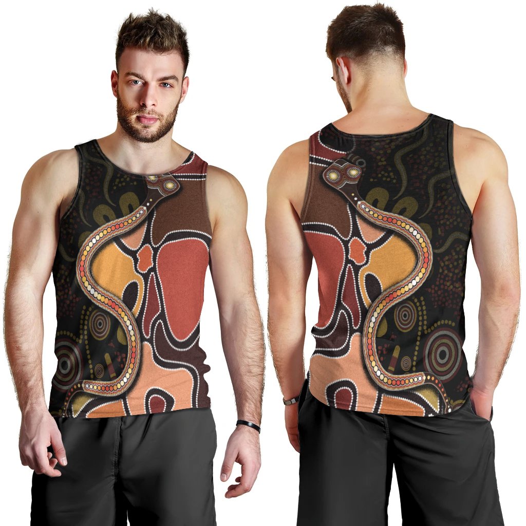 Men Tank Top - Aboriginal Snake With Dot Painting - Vibe Hoodie Shop