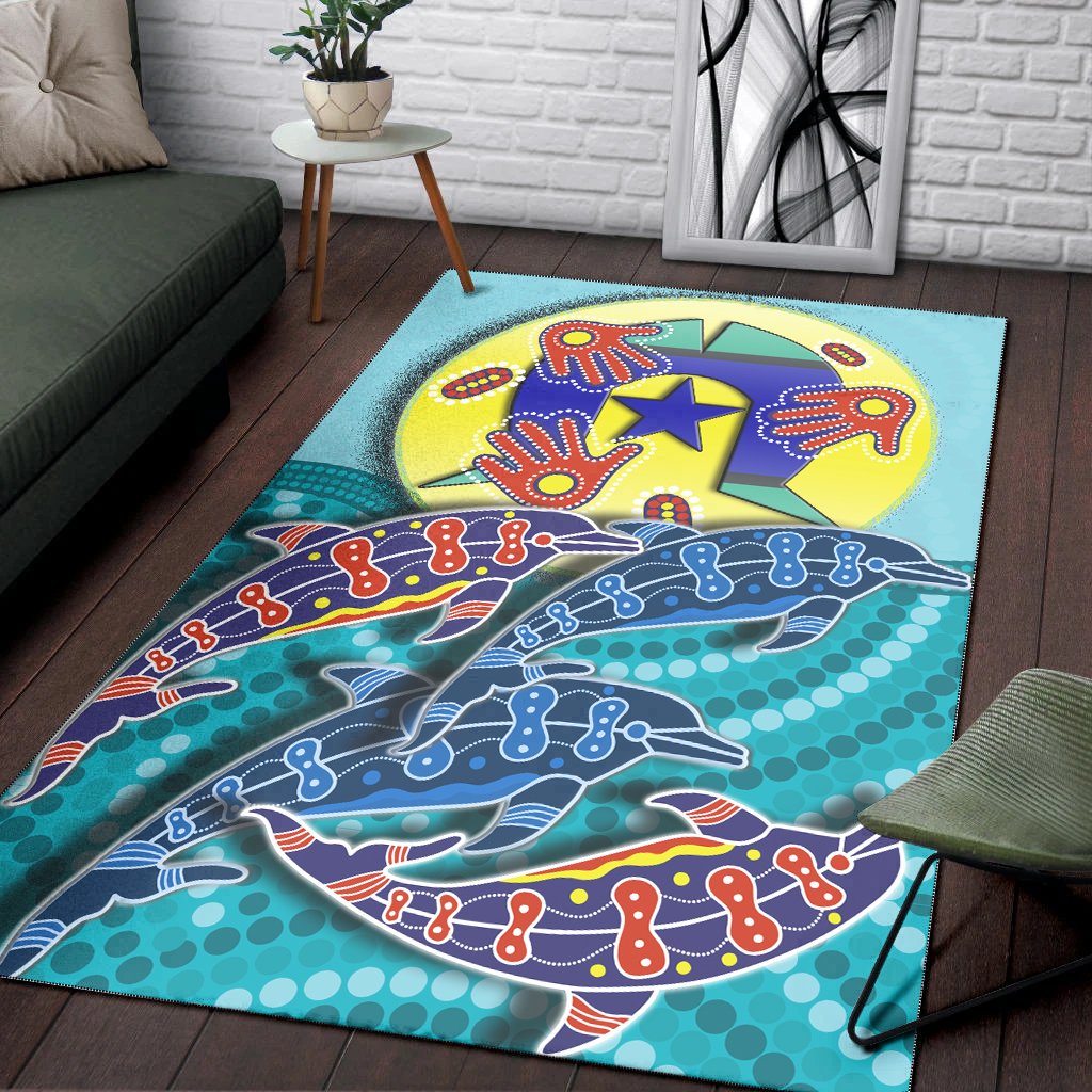 Aboriginal Area Rug - Aboriginal NAIDOC Week Dolphin - Vibe Hoodie Shop