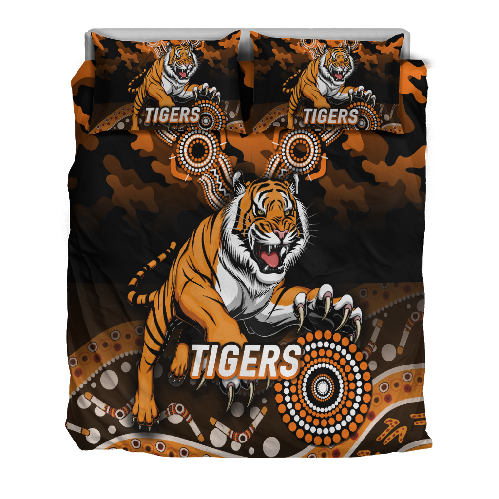 Tigers Rugby ANZAC Day Camouflage Indigenous Art Bedding Set - - Vibe Hoodie Shop