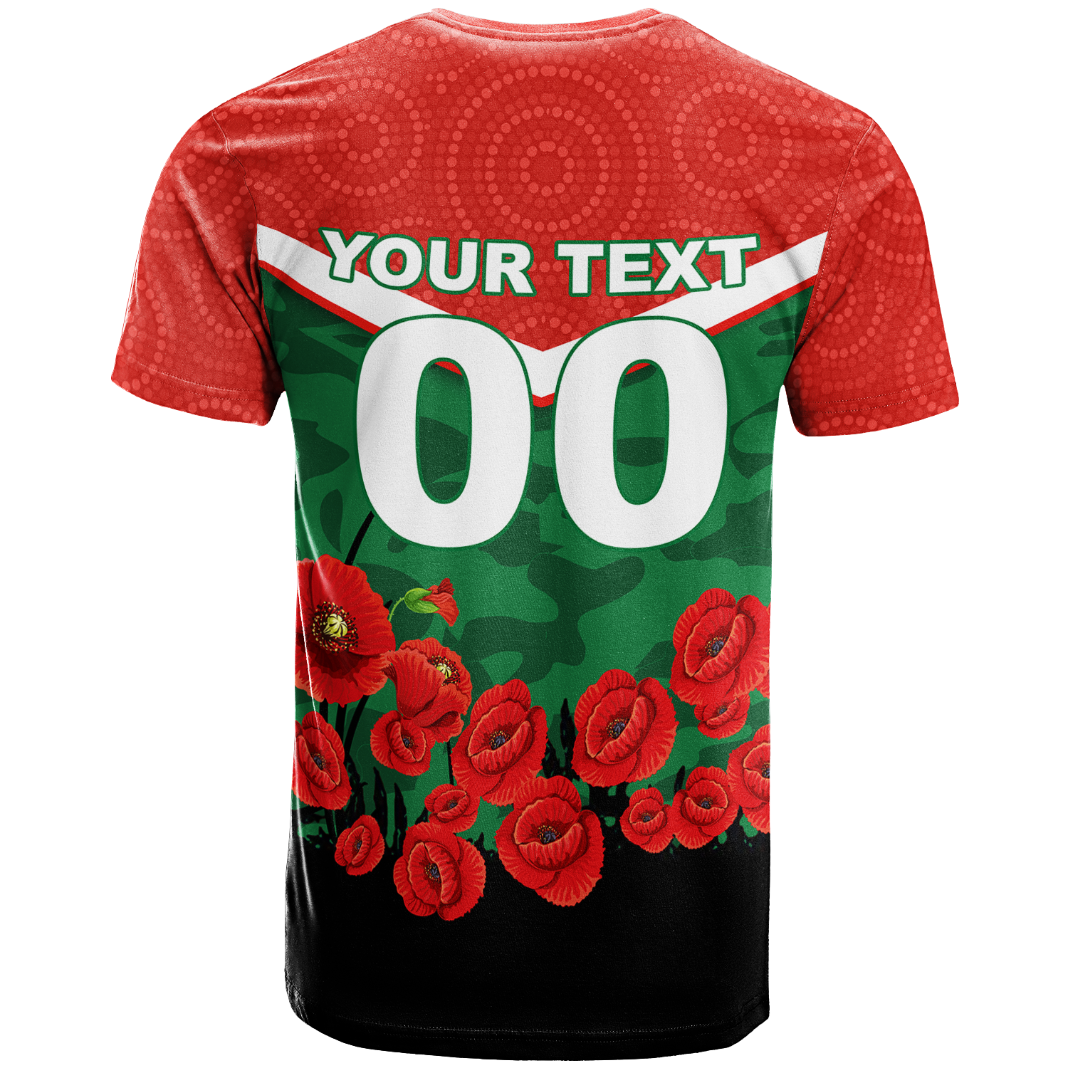 (Custom Personalised) Rabbitohs ANZAC Day T shirt - Indigenous Art - - Vibe Hoodie Shop