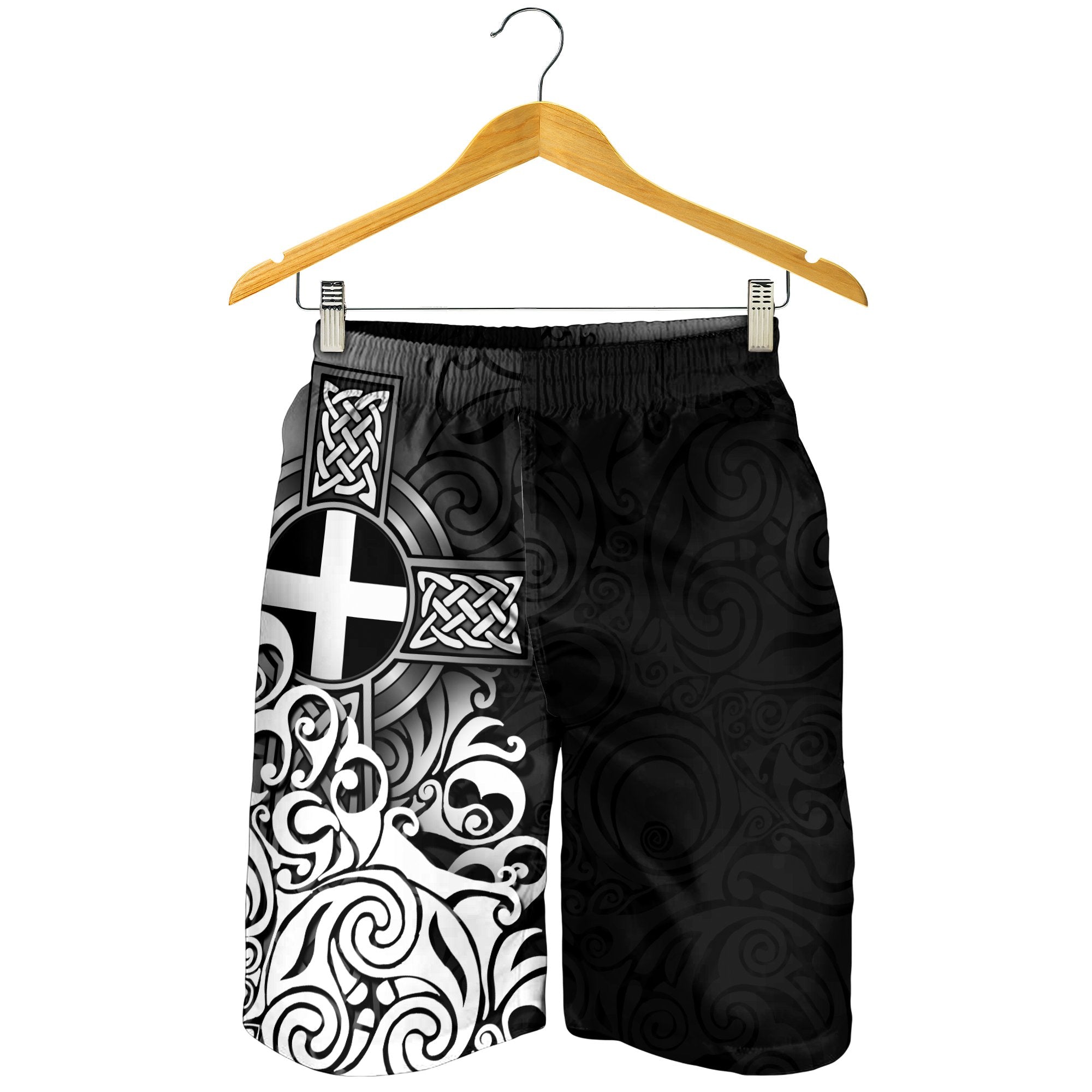 Cornwall Men's Shorts - Cornish Flag With Celtic Cross - Vibe Hoodie Shop