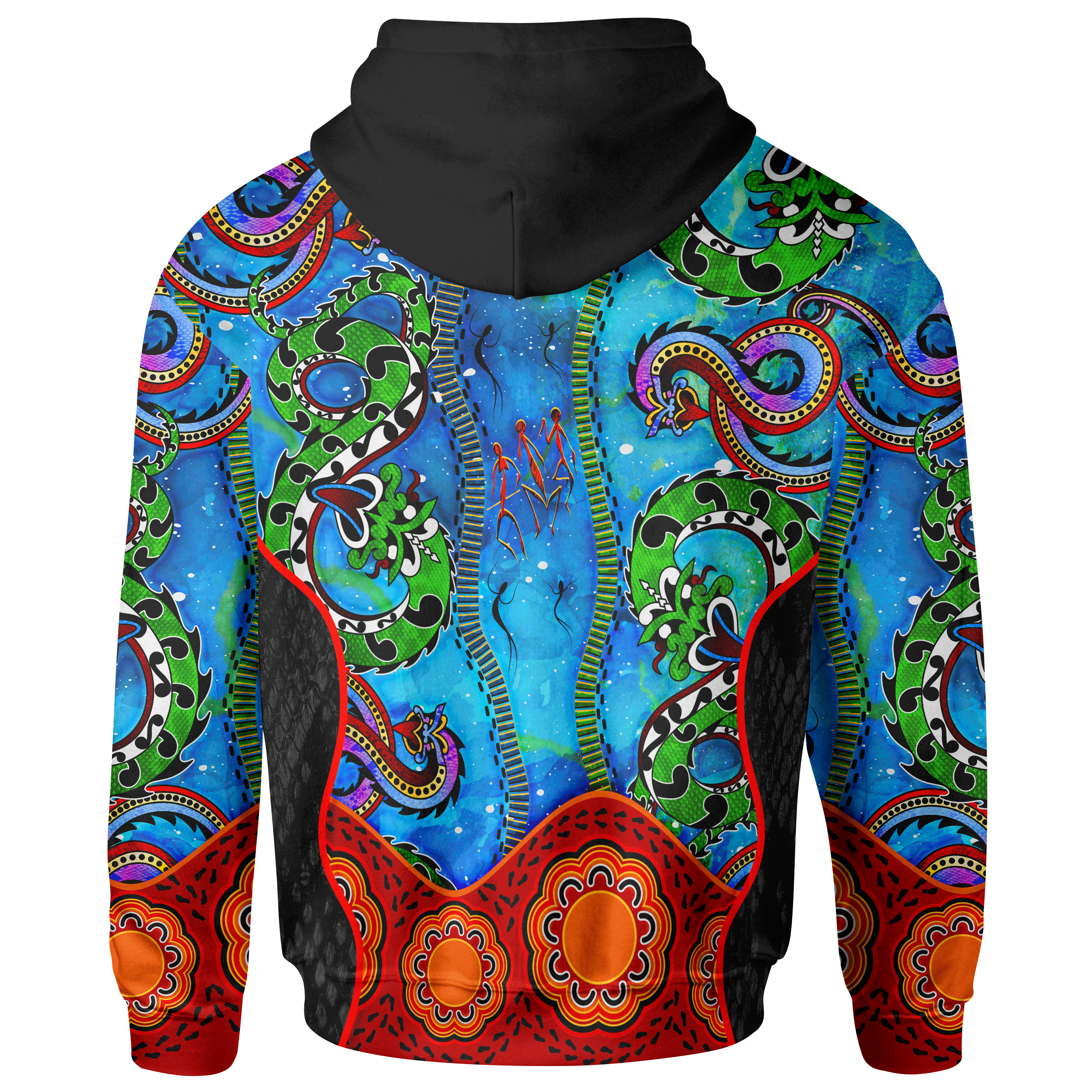 Aboriginal Zip - Up Hoodie - Aussie Indigenous Patterns Blue - Vibe Hoodie Shop