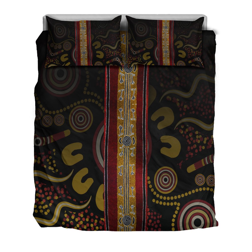 Bedding Set - Aboriginal Dot Panting Art Stripe Lines - Vibe Hoodie Shop